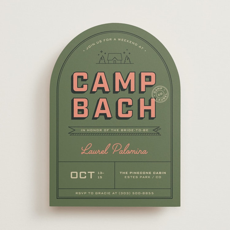 "Camp Bach" - Bachelorette Party Invitations in Fern by taylorVdesign - Front