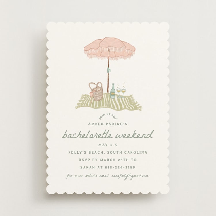 "Beach Bachelorette" - Bachelorette Party Invitations in Seafoam by Erin Kessler - Front