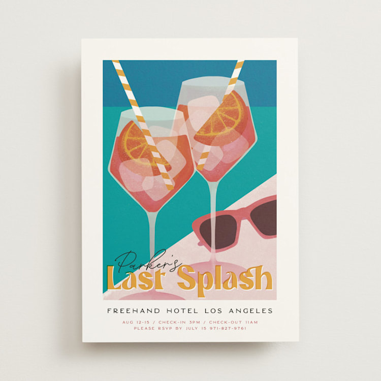 "Putting on the Spritz" - Bachelorette Party Invitations in Hollywood by Jenna Holcomb - Front