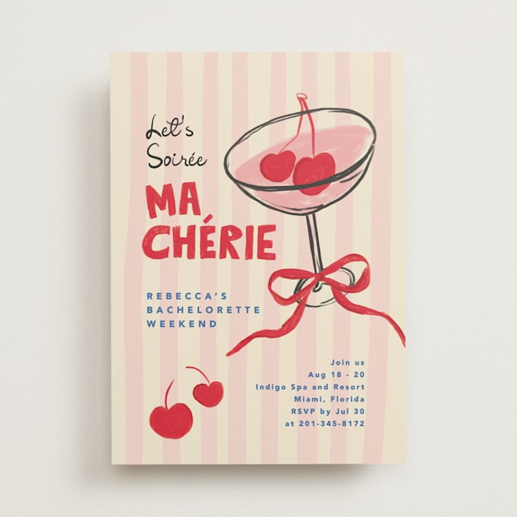 "Mon cherie" - Bachelorette Party Invitations in Cherry by Creo Study - Front