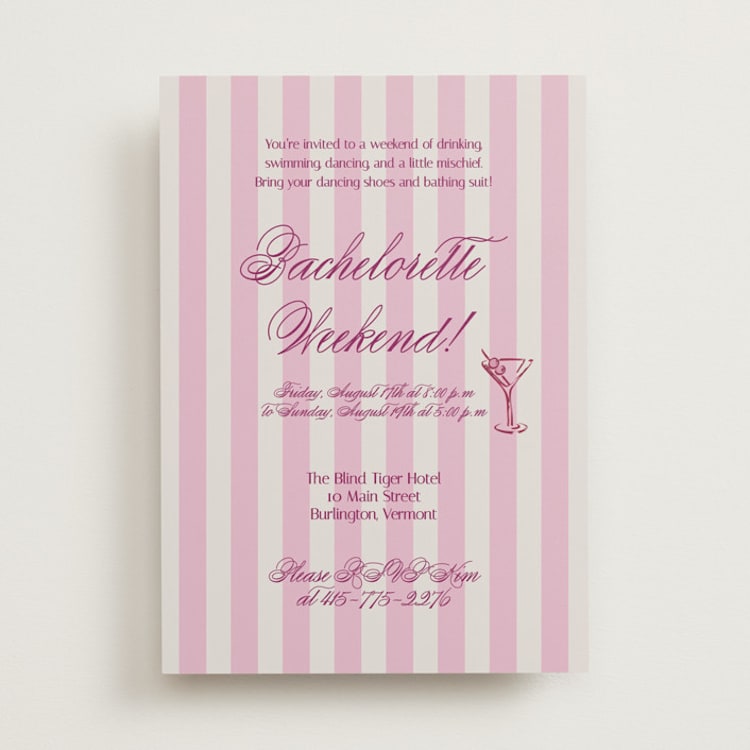 "Sip and Sway" - Bachelorette Party Invitations in Peony by Jennifer Elizabeth Johnson - Front