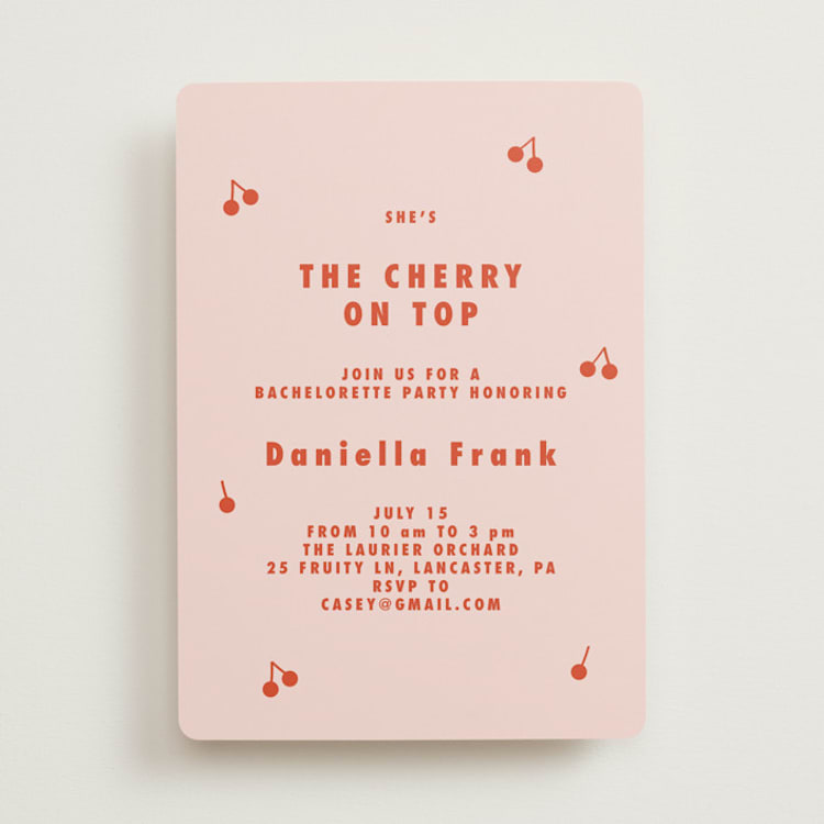 "Cherries" - Bachelorette Party Invitations in Maraschino by Tamara Hilje - Front