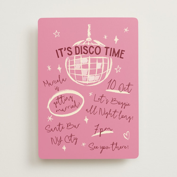 "Disco" - Bachelorette Party Invitations in Peony by Pati Cascino - Front