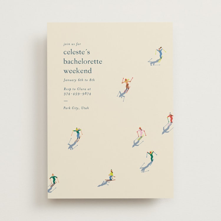"slope" - Bachelorette Party Invitations in Cream by Ellen Schlegelmilch - Front