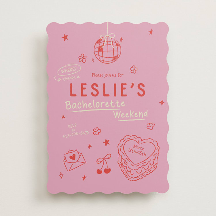 "Dancing Queen" - Bachelorette Party Invitations in Pretty in Pink by Helena Vitto - Front