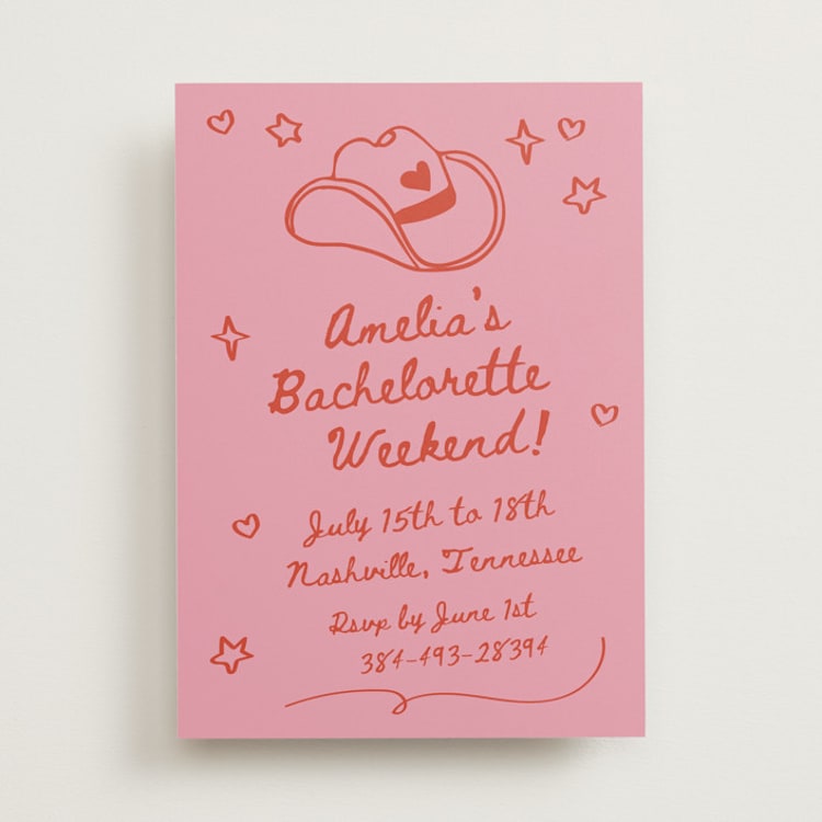 "cowboy club" - Bachelorette Party Invitations in Cherry by Jennifer Lew - Front
