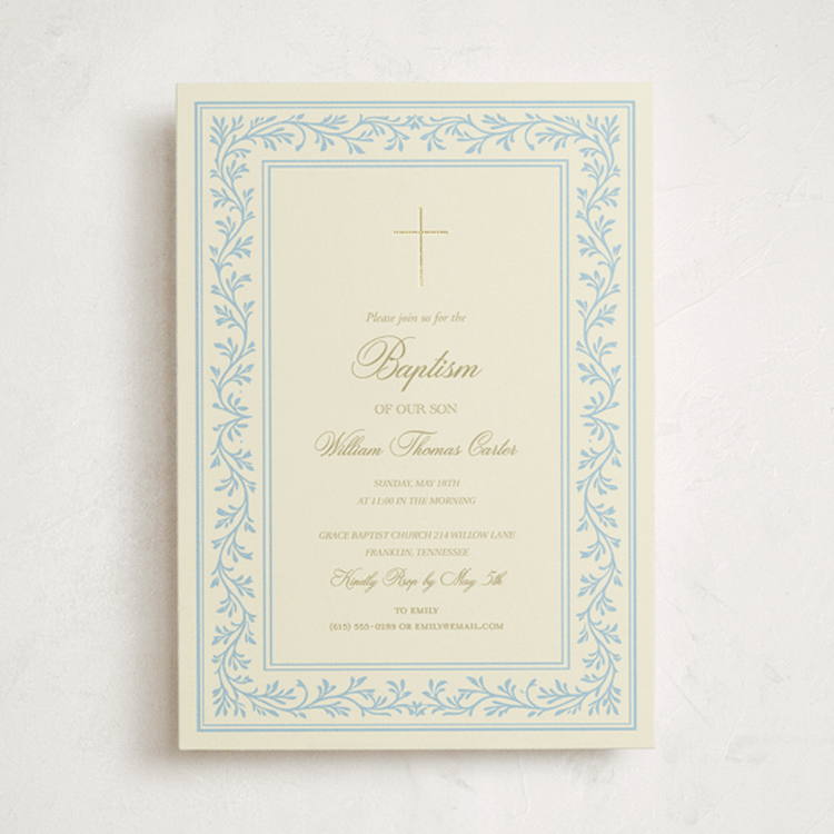 "Graceful Baptism" - Baptism and Christening Invitations in Fountain by Rina Ozum - Front