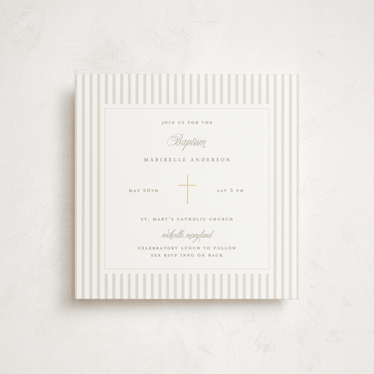 "Rite" - Baptism and Christening Invitations in Linen by Jelena Vuletic - Front