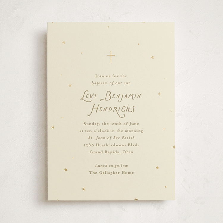 "celestine" - Baptism and Christening Invitations in Cream by Ellen Schlegelmilch - Front