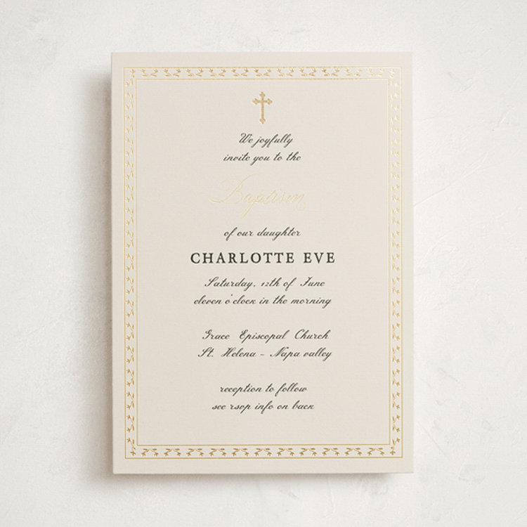 "vintage border" - Baptism and Christening Invitations in Champagne by Benita Crandall - Front