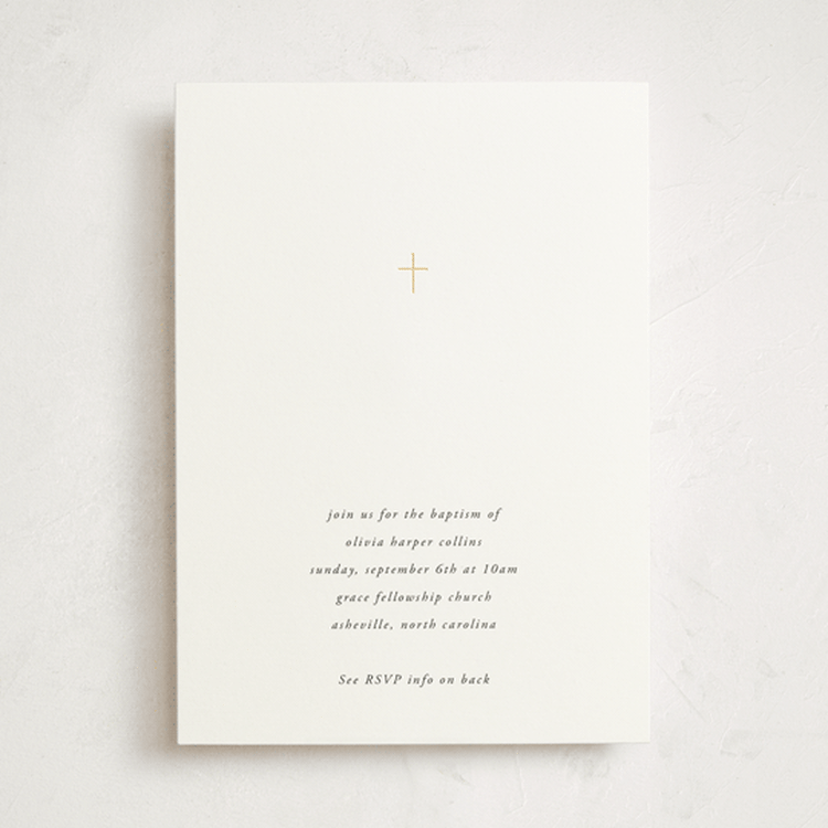 "simple cross" - Baptism and Christening Invitations in Snow by Lori Wemple - Front