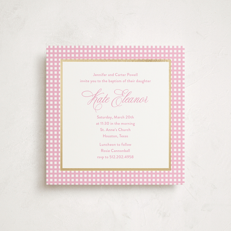 "Picnic" - Baptism and Christening Invitations in Peony by Megan Davis - Front