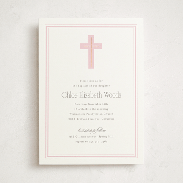 "Aria" - Baptism and Christening Invitations in Cotton Candy by Jessica Williams - Front