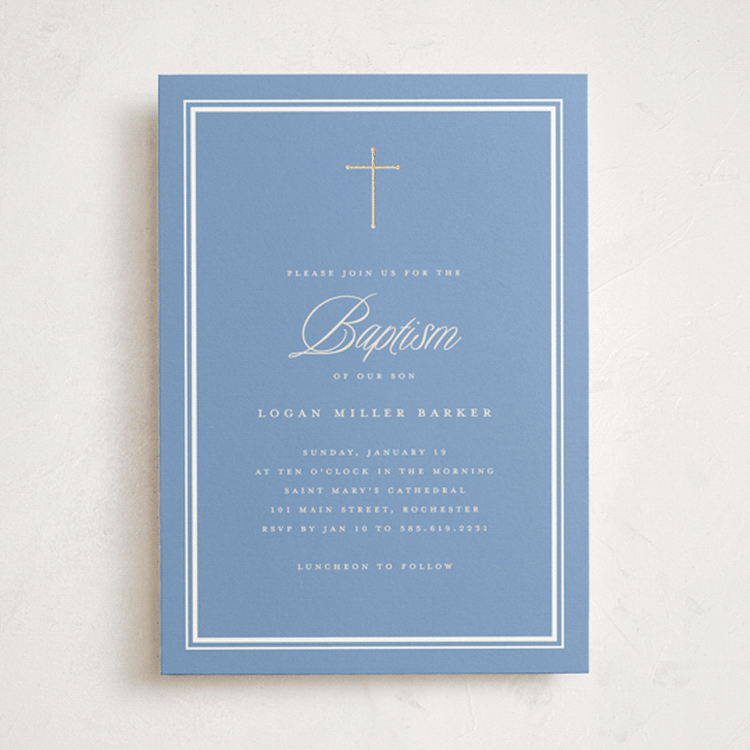 "Classic blessings" - Baptism and Christening Invitations in Province by Stacey Meacham - Front