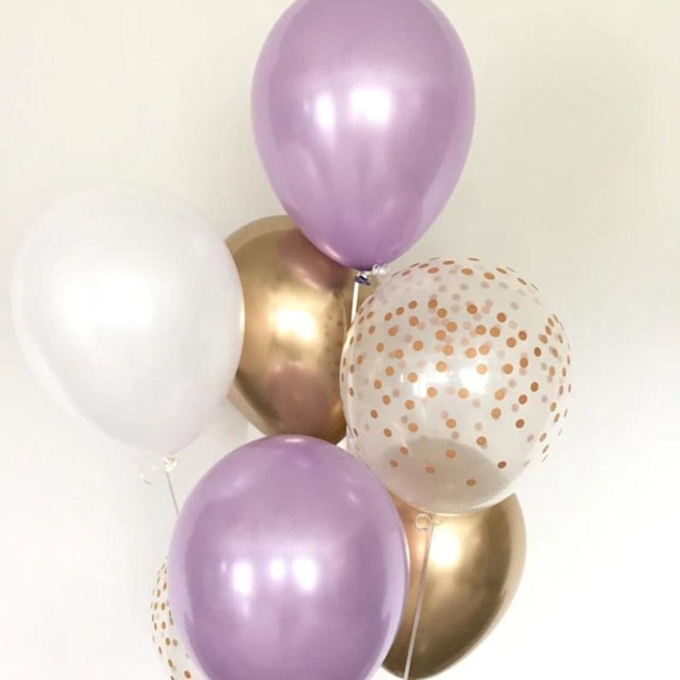 "Lavender and Gold Balloons | Set of 8 Standard 11" Latex Balloons" - Party Balloons in purple by Marci McCue