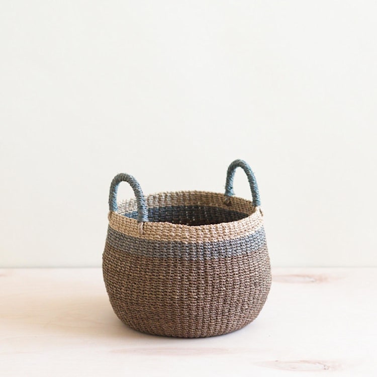 "Brown Bulge Basket" - Decorative Baskets in brown by LIKHA