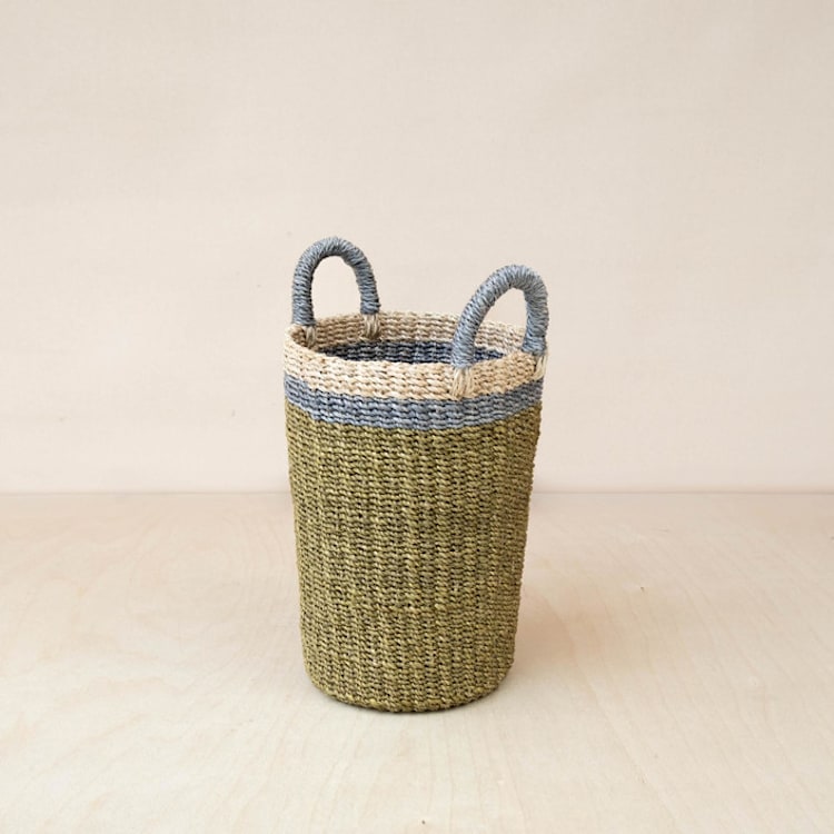 "Olive Cylinder Vase Basket" - Decorative Baskets in green by LIKHA