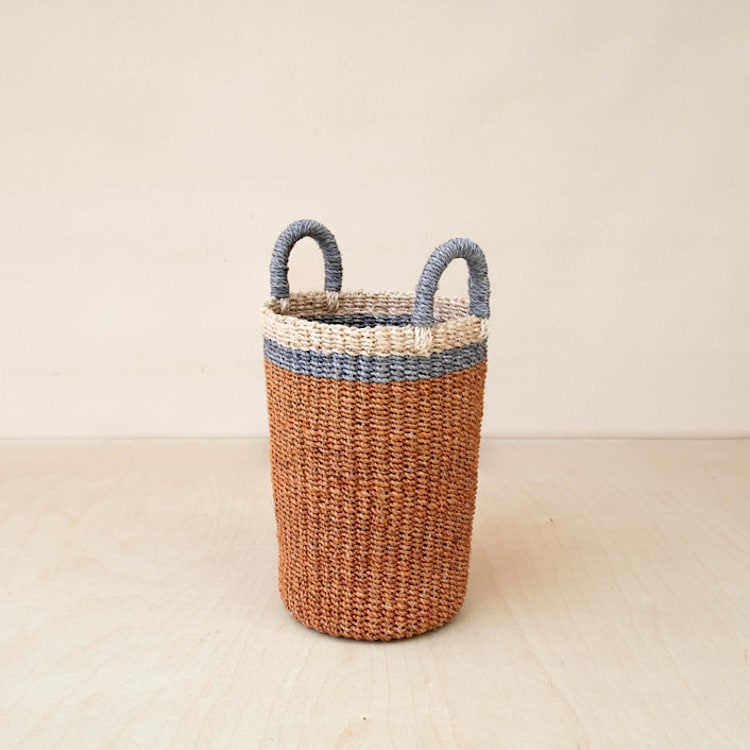 "Coral Cylinder Vase Basket" - Decorative Baskets in orange by LIKHA