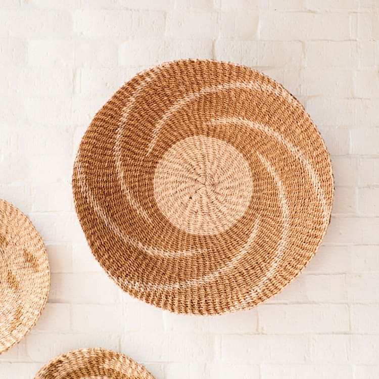 "Large Natural + Brown Round Wall Baskets 18"" - Decorative Baskets in brown by LIKHA