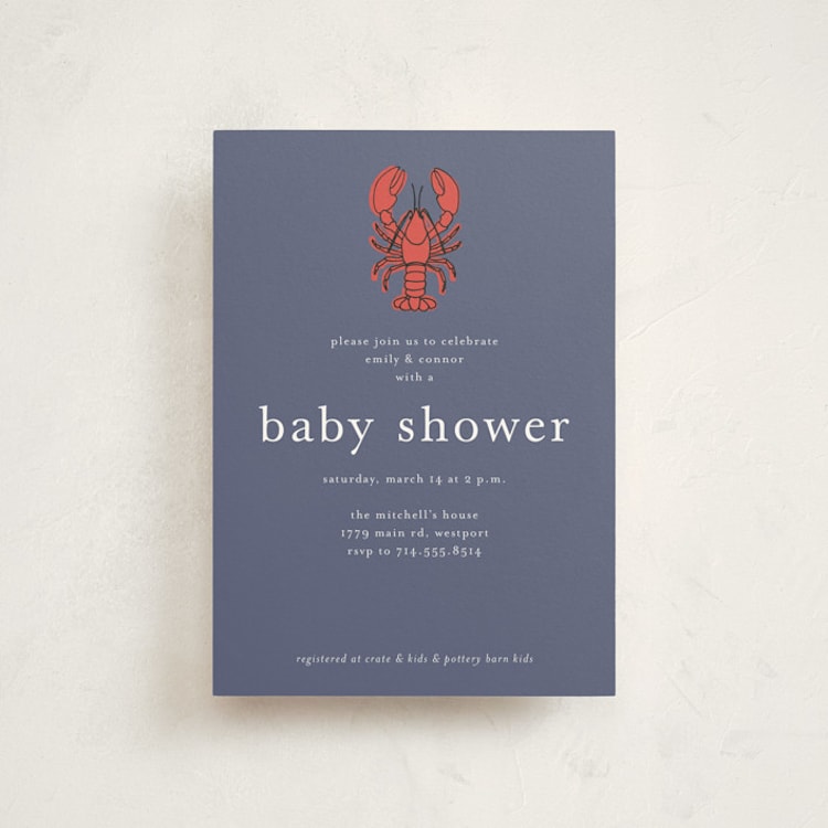 "My Lobster" - Baby Shower Invitations in Denim by Wendy Taylor - Front