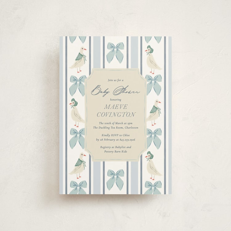 "Little Ducks" - Baby Shower Invitations in Bluebell by Jackie Crawford - Front