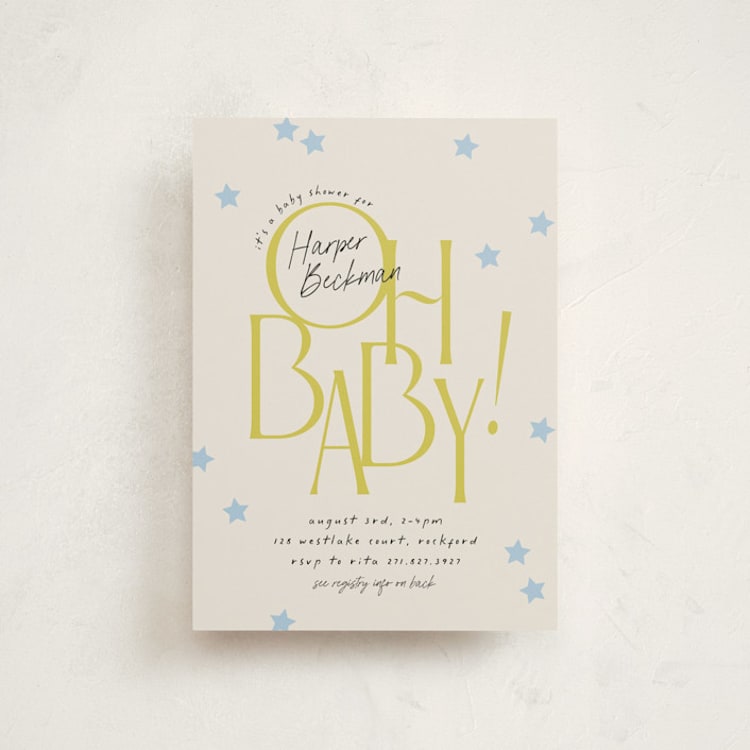 "Bright Star" - Baby Shower Invitations in Skylight by Laura Hankins - Front