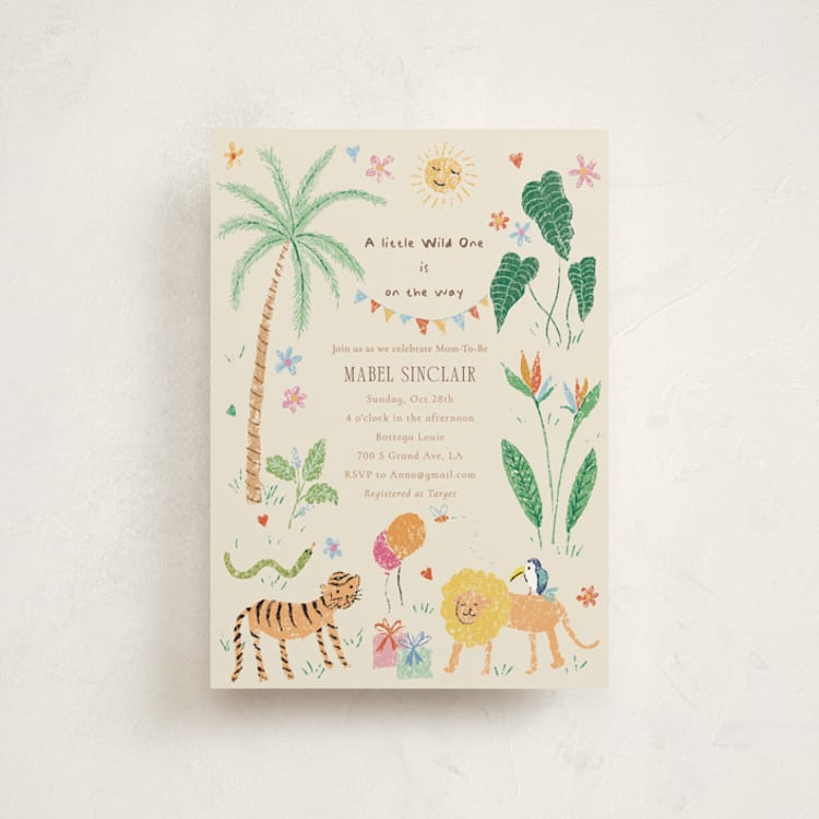 "A Little Wild One Baby Shower" - Baby Shower Invitations in Linen by Celine Nguyen - Front