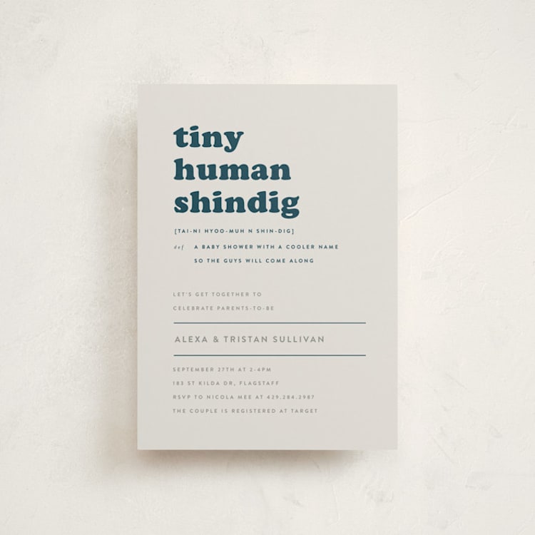 "Tiny Human" - Baby Shower Invitations in Whale by Corinne Malesic - Front