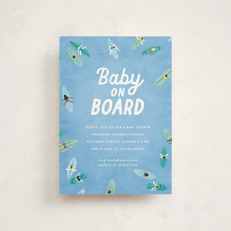"Baby on Board" - Baby Shower Invitations in Aqua by Jessie Steury - Front