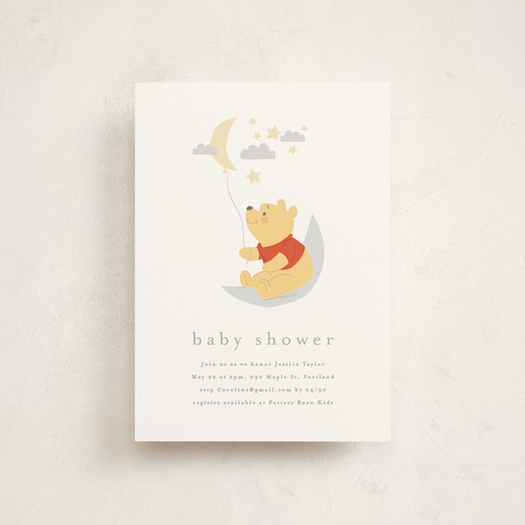"Disney's Winnie The Pooh Night Sky" - Baby Shower Invitations in Cloud by Angela Thompson - Front