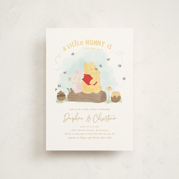 "Disney's Winnie The Pooh a little hunny" - Baby Shower Invitations in Sky by Creo Study - Front