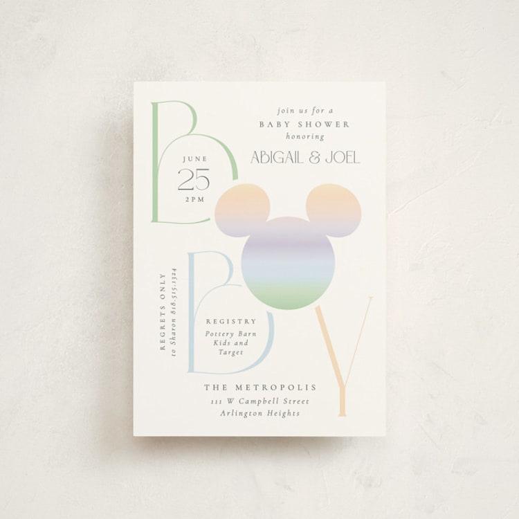 "Disney Ombre Mickey Mouse" - Baby Shower Invitations in Rainbow by Beth Schneider - Front