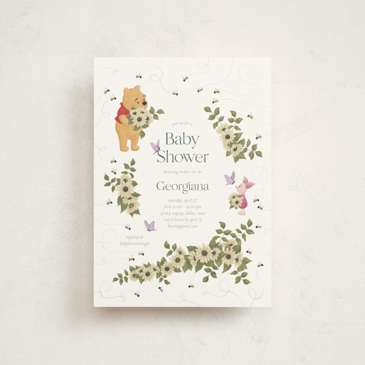 "Disney's Winnie the Pooh In Bloom" - Baby Shower Invitations in Spring by Townsend Majors - Front