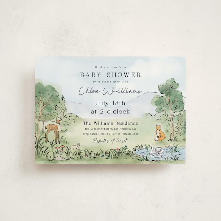 "A Woodland Adventure" - Baby Shower Invitations in Forest by Elly - Front