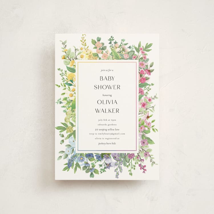 "flower garden" - Baby Shower Invitations in Cotton by Susan Moyal - Front