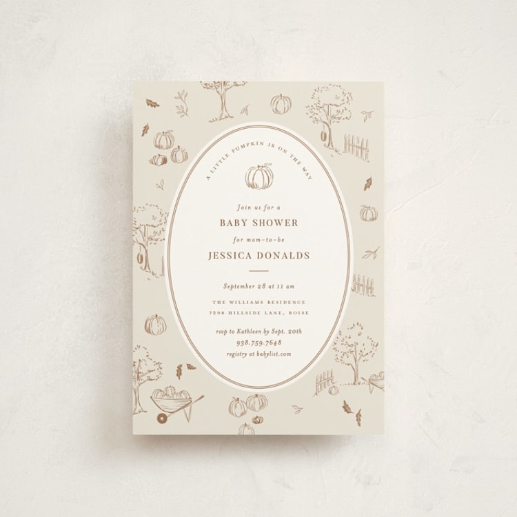 "autumn toile" - Baby Shower Invitations in Acorn by Rebecca Durflinger - Front