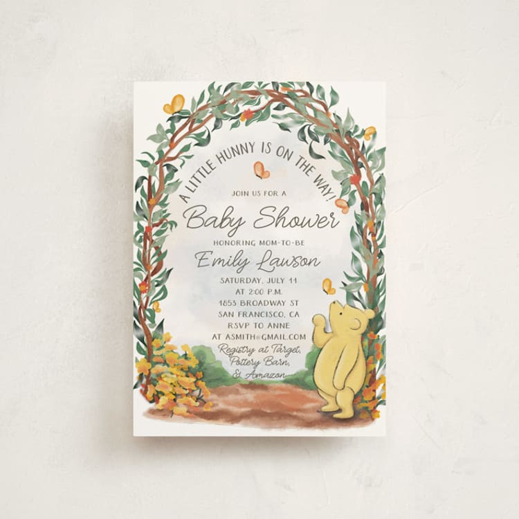 "Vintage Winnie the Pooh Baby Shower Invite" - Baby Shower Invitations in Honey by The Savage Label - Front