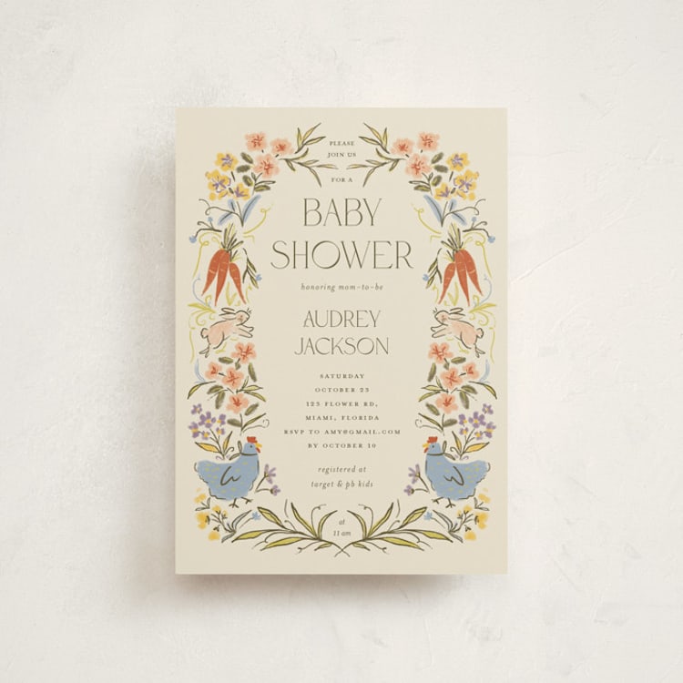 "Whimsical Frame" - Baby Shower Invitations in Creamery by Vera Lim - Front