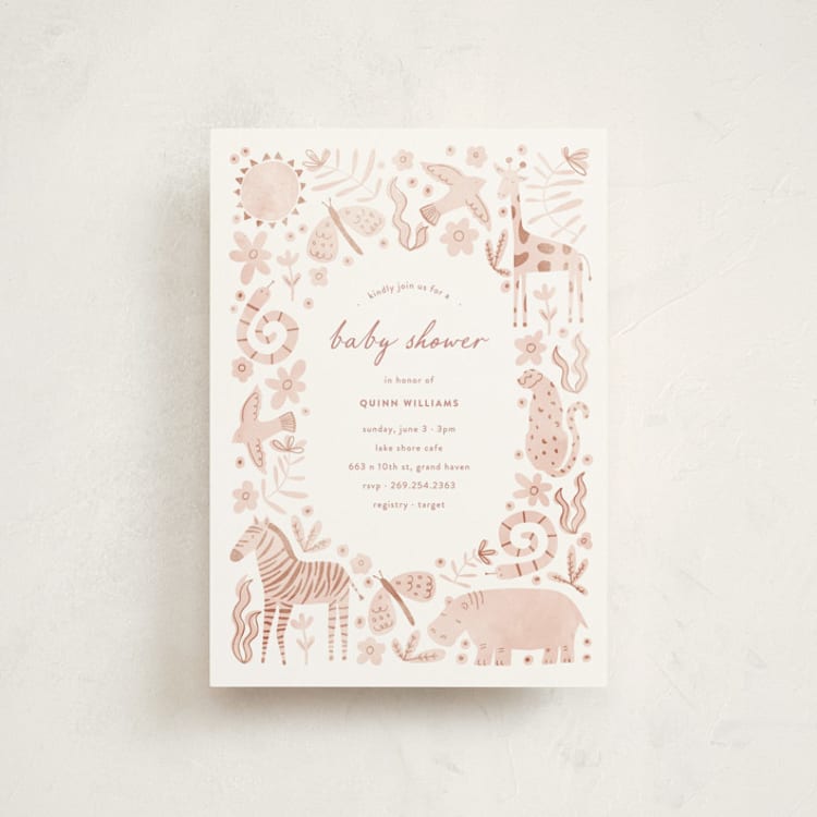 "Creatures" - Baby Shower Invitations in Sherbet by Pixel and Hank - Front