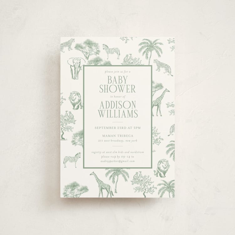 "Safari" - Baby Shower Invitations in Palm by Jenna Holcomb - Front