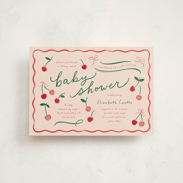 "Cherry Sweet" - Baby Shower Invitations in Cherry Pie by Erin German - Front
