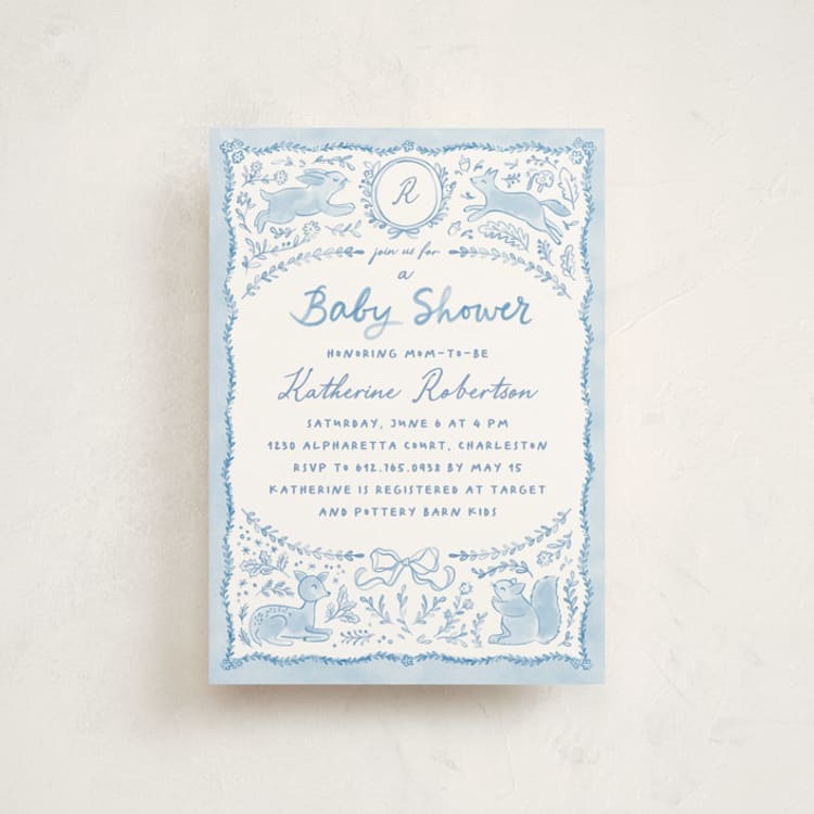 "Folk woodland" - Baby Shower Invitations in Sky by Creo Study - Front