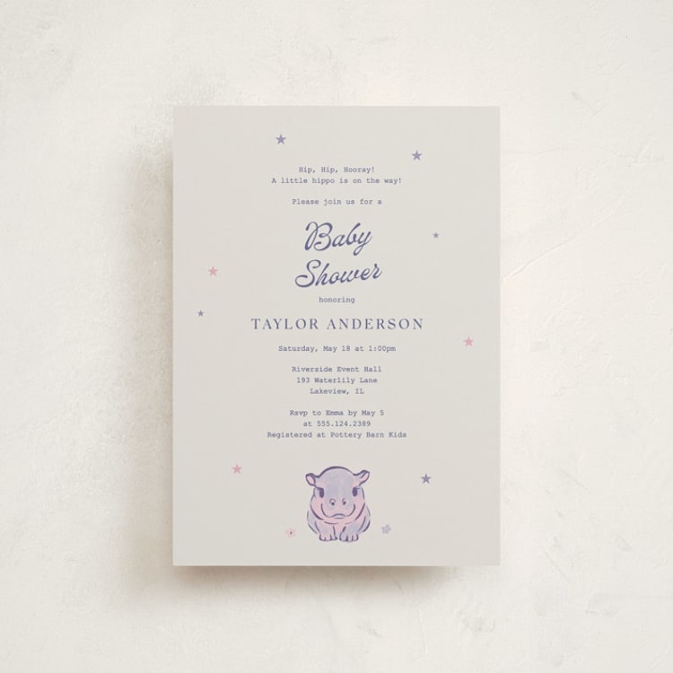 "baby hippo" - Baby Shower Invitations in Twilight Frost by Cass Loh - Front