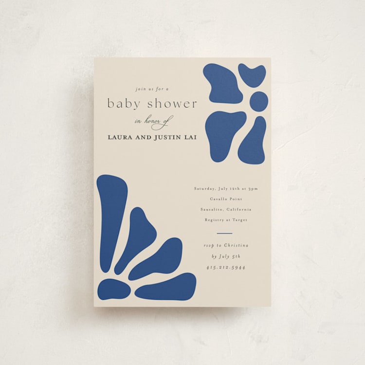 "Modern Bloom" - Baby Shower Invitations in Cobalt by Joyce Pinheiro - Front