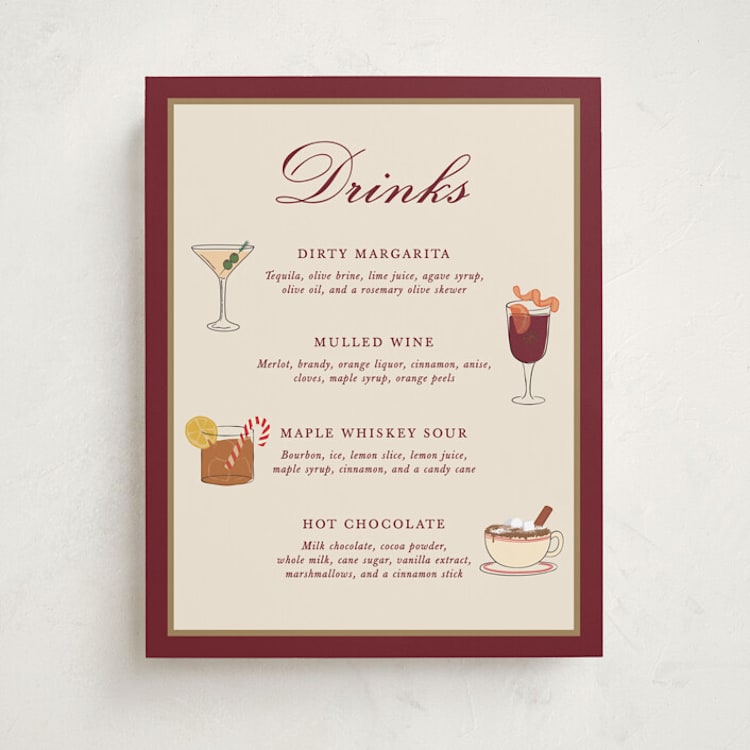 "Nutcracker Butler" - Party Bar Signs in Candy Cane by Jennifer Lew - Front
