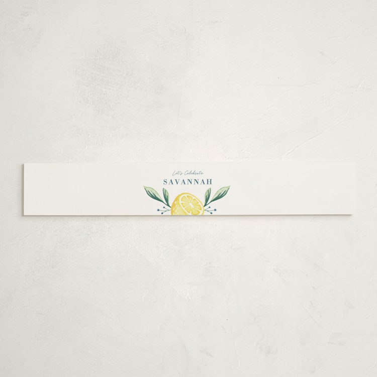 "Lemons" - Baby Shower Belly Bands in Pale Blue by Megan Cash - Front