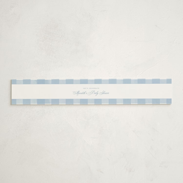 "Classic Gingham" - Baby Shower Belly Bands in Sky by Melinda Denison - Front
