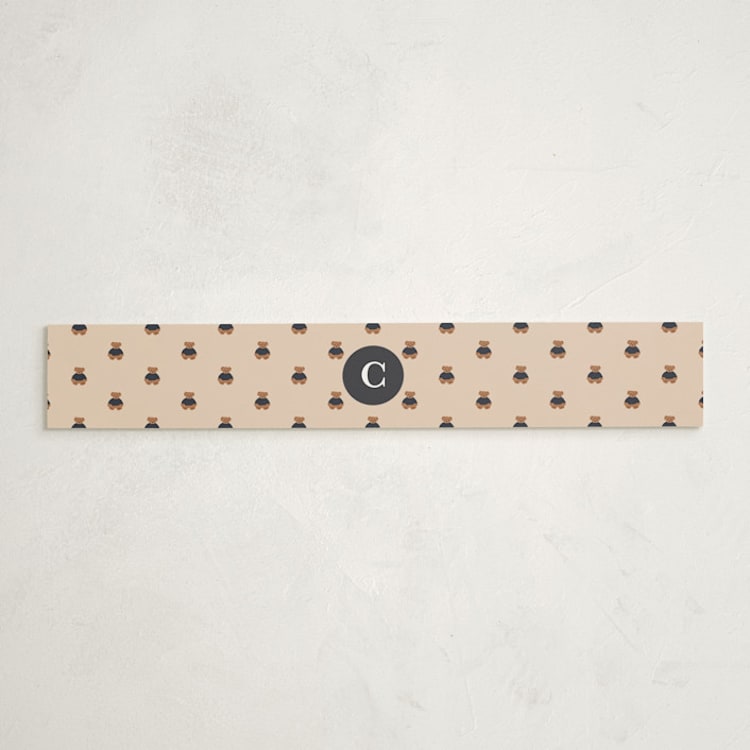 "Teddy Bear Monogram" - Baby Shower Belly Bands in Navy by Erin German - Front