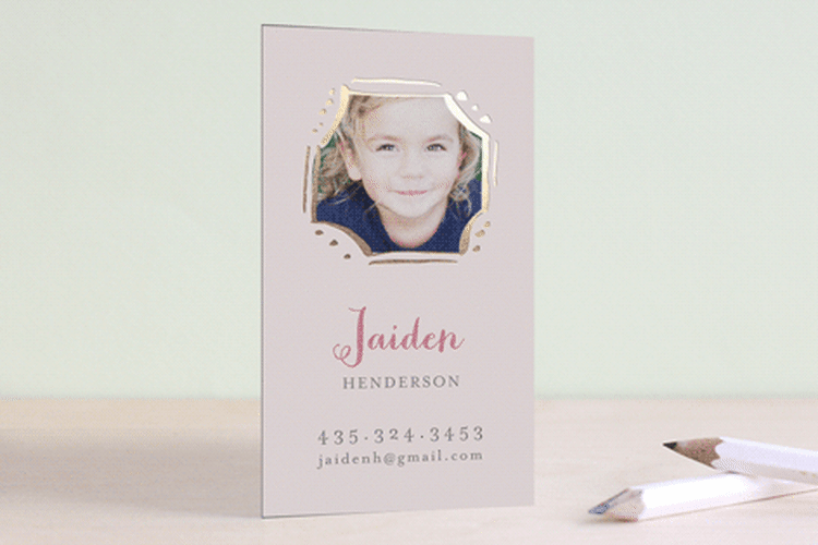 "Playful Frame" - Business Cards in Flamingo by Iwona K - Front