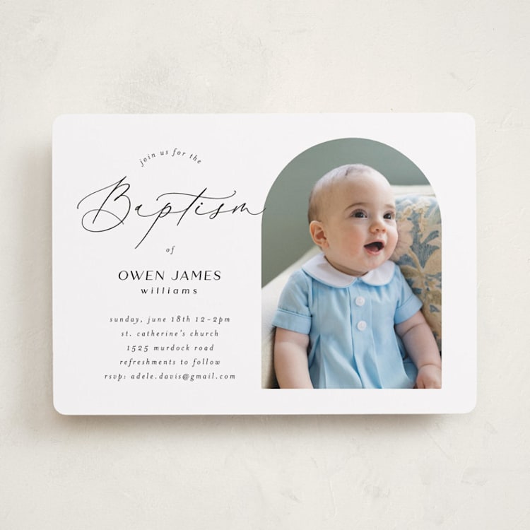 "elegant minimalism" - Baptism and Christening Invitations in Ink by Morgan Kendall - Front